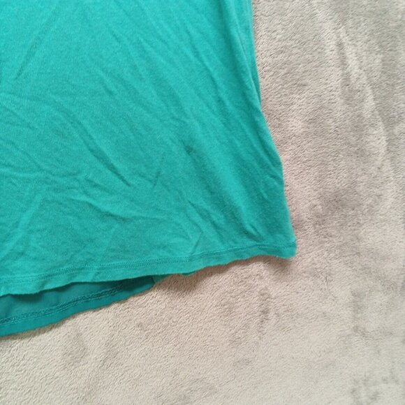 STYLEMINT Top  Size 2 Women Short Sleeve Casual Solid Turquoise Knit Sheer Back - Picture 8 of 13